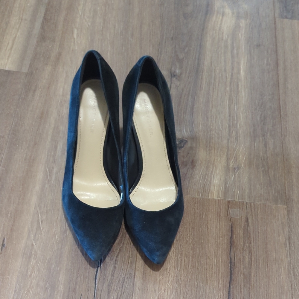 Marc Fisher Black Suede Pointed-Toe Pumps - Women's